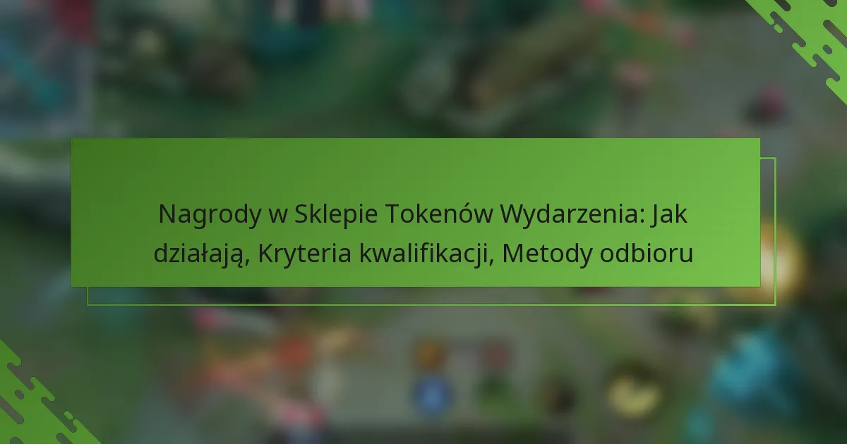 Nagrody w Sklepie Tokenów Wydarzenia: Jak działają, Kryteria kwalifikacji, Metody odbioru